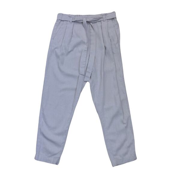 Ellen Tracy Cream Linen Cropped Pants Trousers Small Ankle Flowy Tan Beige Khaki - Picture 1 of 10